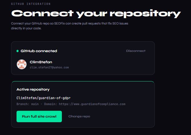 GitHub repo connection and file detection